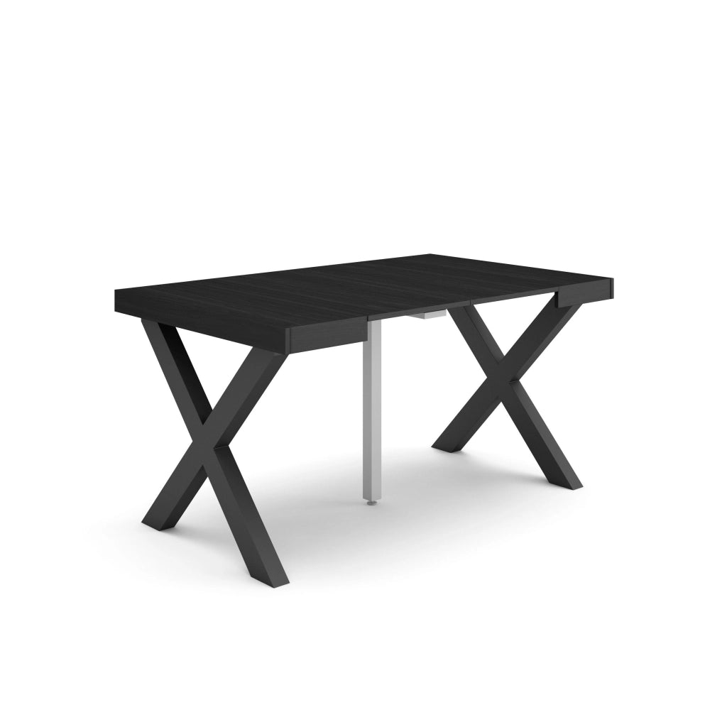Consolle allungabile, 58 fino 140x90x73cm, Per 6 persone, Gambe in legno, Nero RF2730