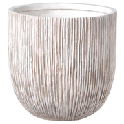 Vaso da fiori Beige chiaro Fioriera rotonda in fibra di argilla per uso interno ed esterno 42 x 42 x 39 cm Decorativa Design moderno Soggiorno Giardino