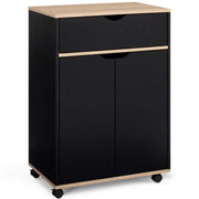 IDMarket - Credenza COSY con cassetto in legno nero e ripiani in faggio L.60 CM