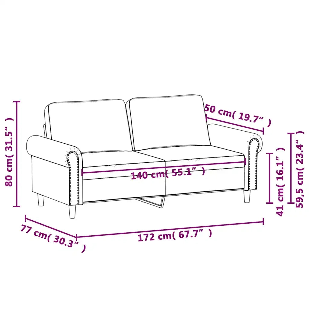 Divano | Divano da soggiorno | Sofa a 2 Posti grigio scuro140 cm in Velluto