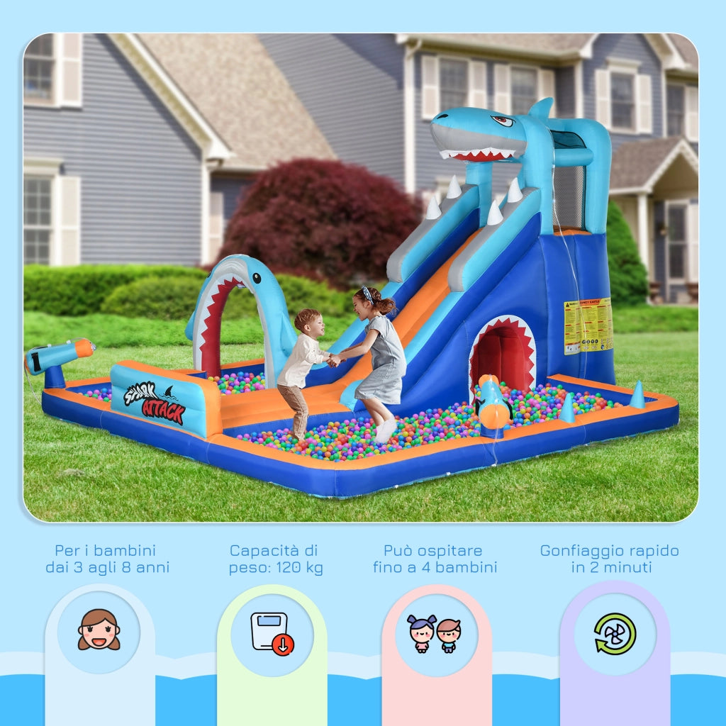 Castello Gonfiabile per Bambini con Scivolo e Piscina ¨C zephmum ¨C Verde