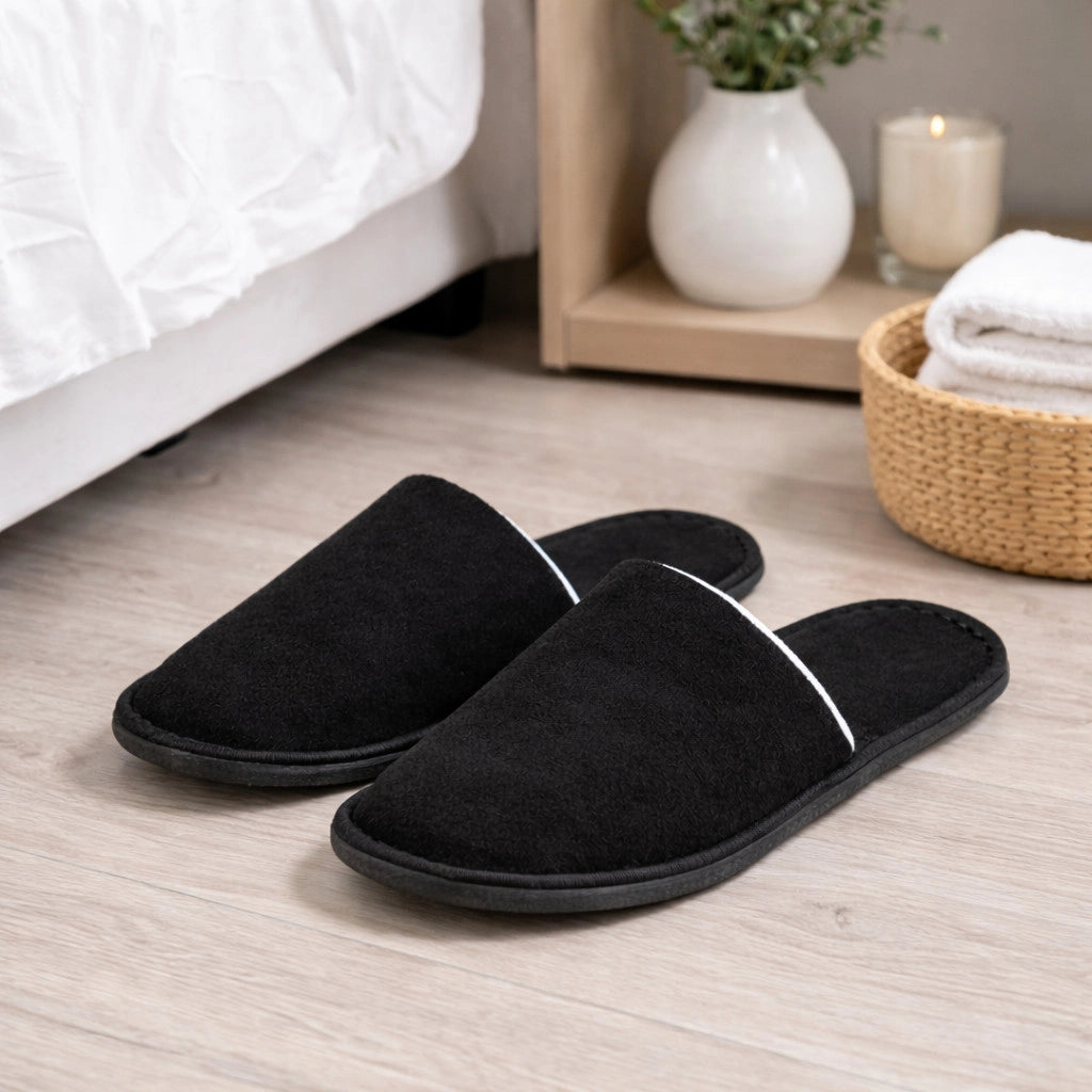 2 PAIA CIABATTE MONOUSO HOTEL SPA PANTOFOLE ANTISCIVOLO UNIVERSALI NERO 90127