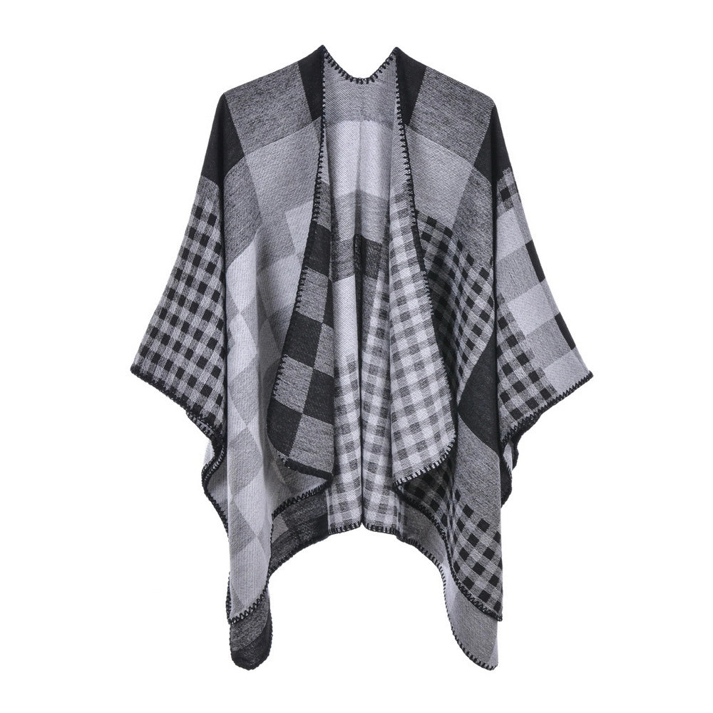Sciarpa/stola da donna, scialle spaccato in cashmere alla moda, mantello caldo