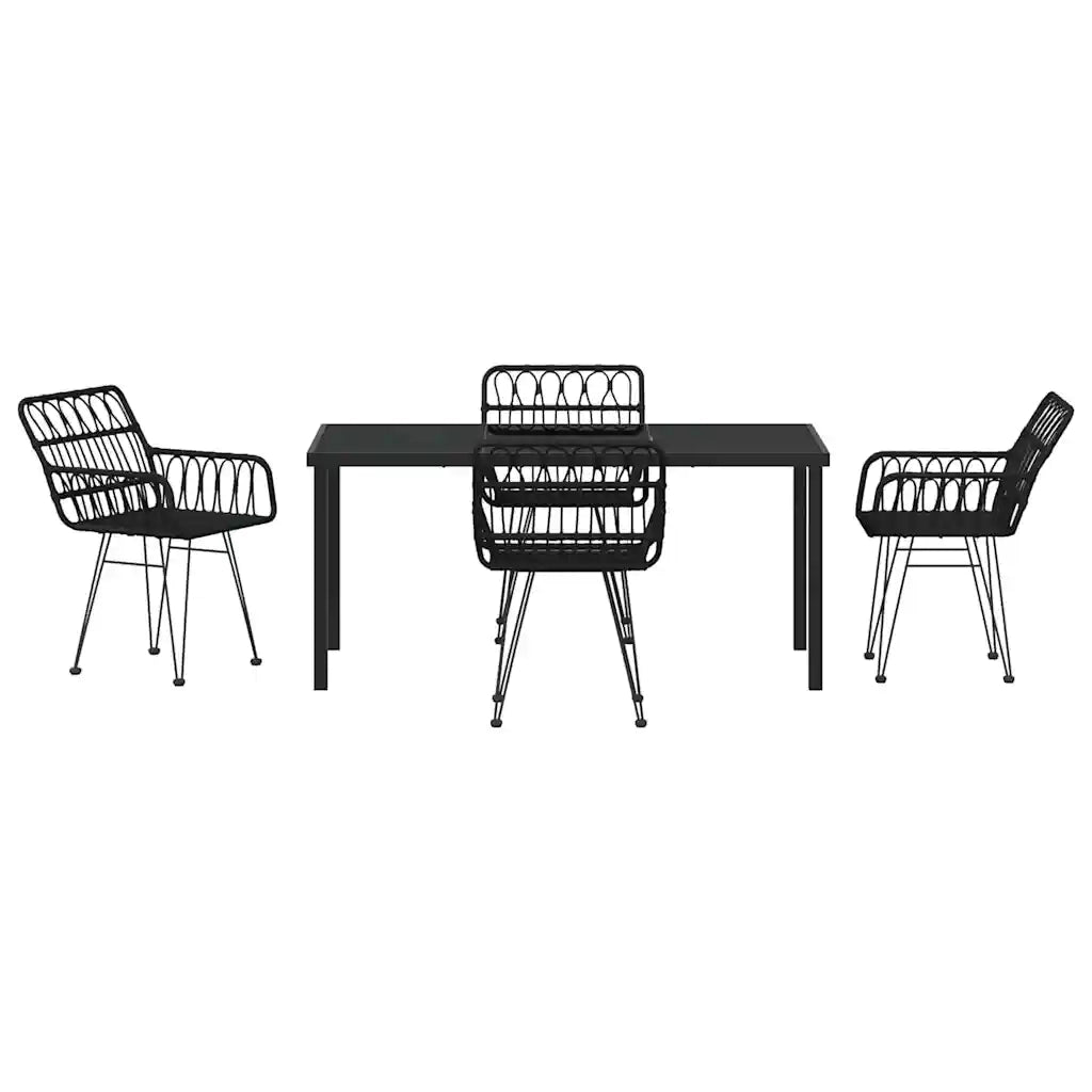 Set da Pranzo per Giardino 5 pz | Set Salotto da Giardino Nero