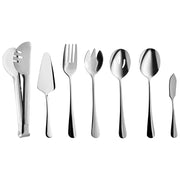 Set di posate 7 pezzi Coltello da burro Forchetta da pesce Forchetta da insalata Paletta da torta Pinze da cucina Cucchiaio da verdure Acciaio inossidabile Argento
