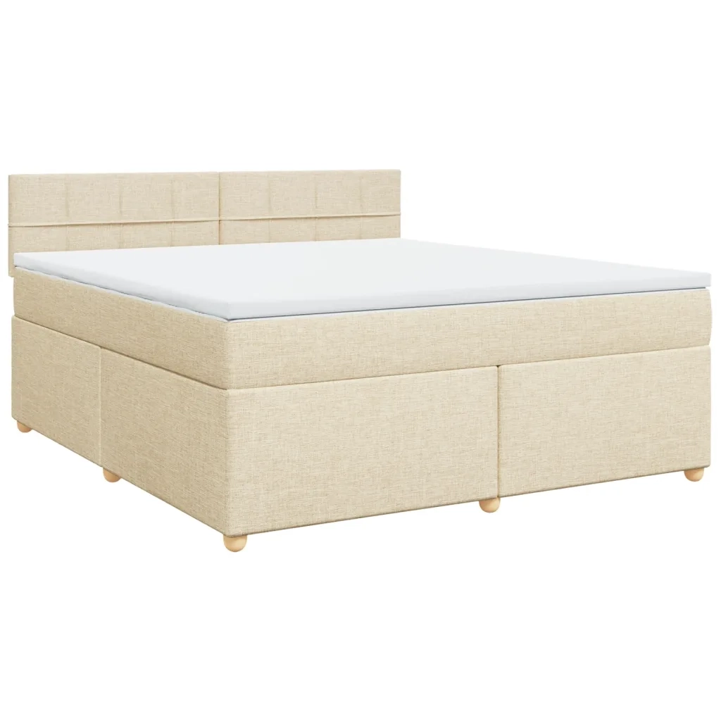 Giroletto a Molle con Materasso Crema 180x200 cm in Tessuto