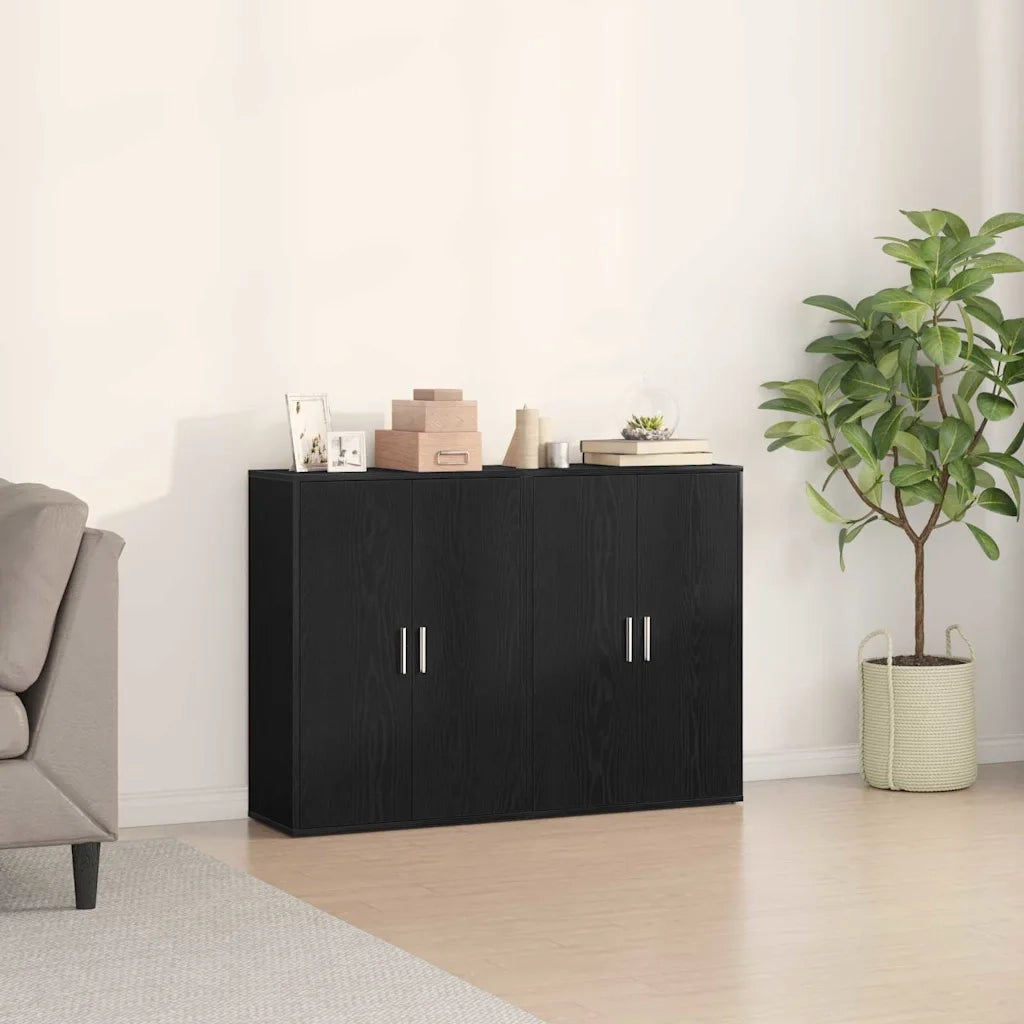 Credenza 2 pz | Madia | Buffet da pranzo | Armadio da pranzo Rovere Nero 60 x 31 x 84 cm Legno multistrato