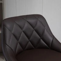 Set 2 Sgabelli da Bar Regolabili con Schienale e Poggiapiedi, Base in Metallo e Seduta in Similpelle, 46x48x83-104 cm, Marrone e Nero
