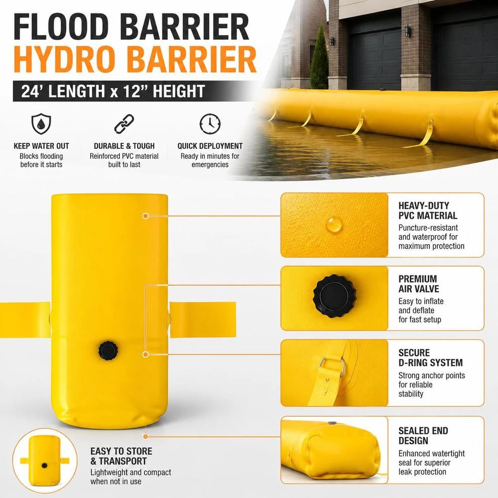 Flood Barrier/hydrobarrier 732 Cm Length X 30 Cm Height For Water Diversion