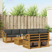 Set divani 9 pcs Naturale e Antracite Legno di Acacia Massello