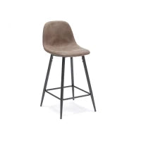 E-STYLO Sgabello in similpelle tortora con gambe in metallo antracite, imbottito, 50cm X 43cm H. 93cm.