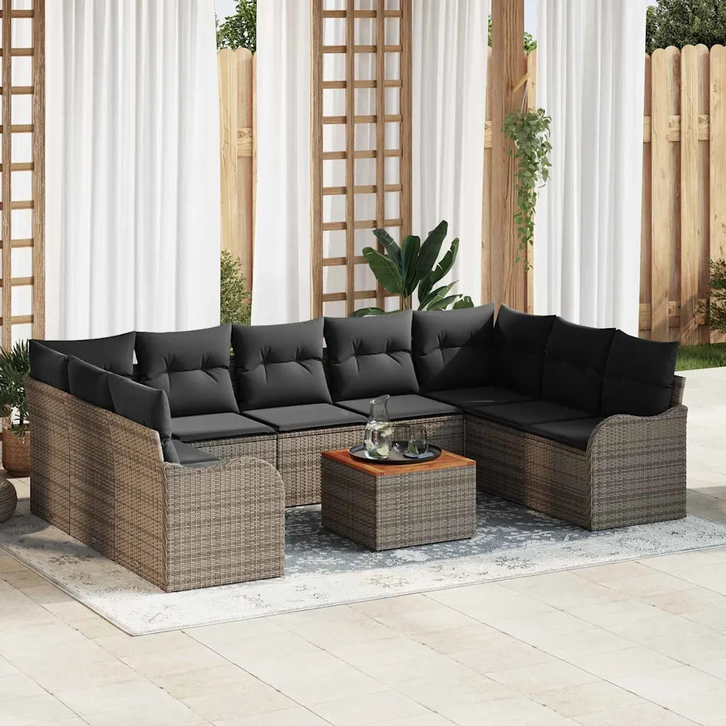 Set Divano da Giardino 10 pcs Grigio polyrattan 3356165