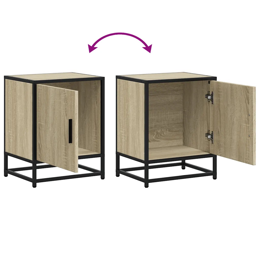 Comodini 2pz Rovere Sonoma 40x31x50cm Legno Multistrato Metallo 848712