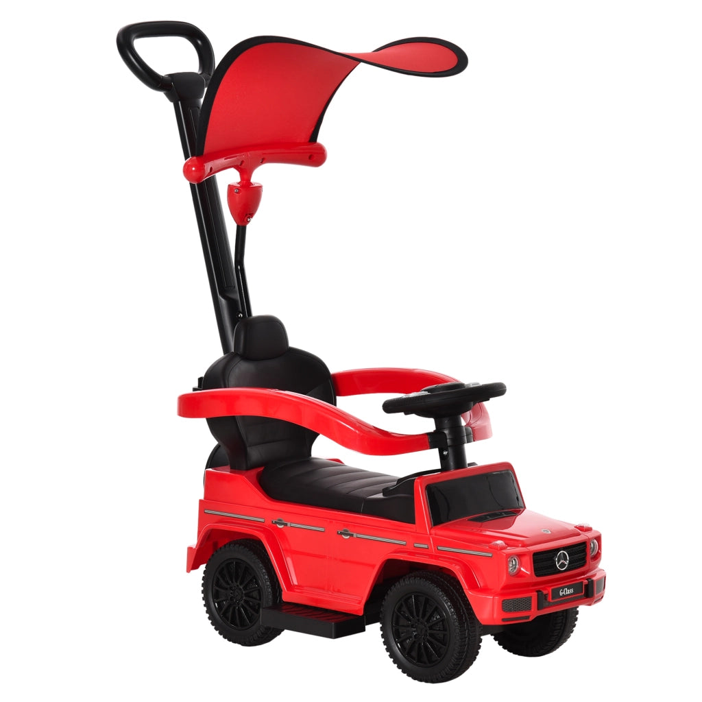 Macchina Cavalcabile a Spinta per Bambini 85,5x40,5x95 cm con Licenza Mercedes Benz G350 Tettuccio e Maniglia in PP