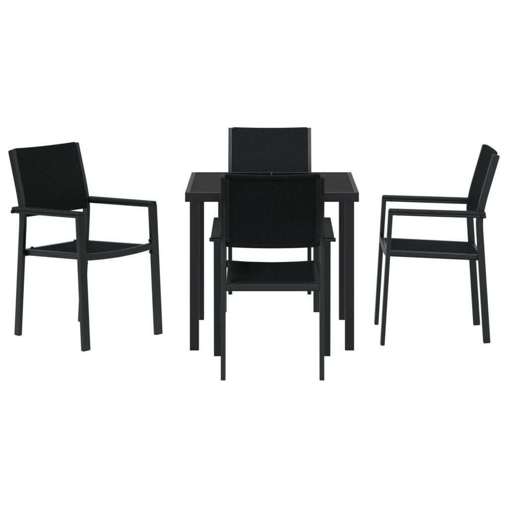 Set da Pranzo da Giardino da 5 Pezzi Nero Poly Rattan