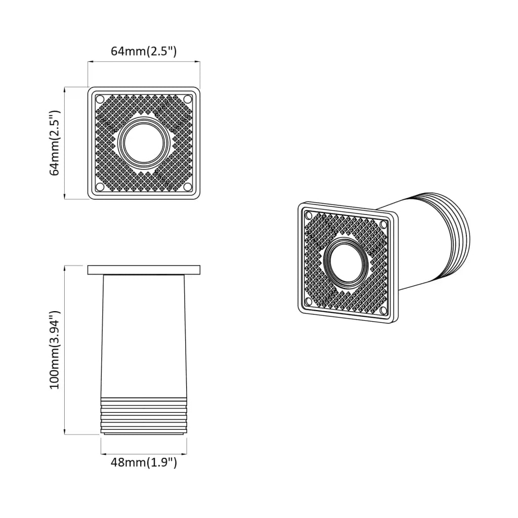 Piedini per mobili Regolabile 12 pz Bianco 64 x 64 x 100 mm PP CFW7154654