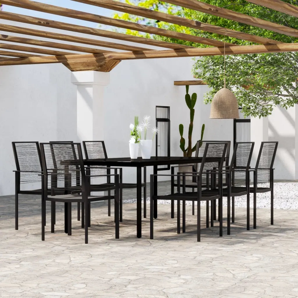 Set Mobili da Pranzo da Giardino 9 pz con Cuscini Nero cod mxl 35498