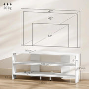 MOBILE TV AD ANGOLO PER 47" MAX CON 2 RIPIANI APERTI, IN LEGNO, 110X36X45 CM, BIANCO