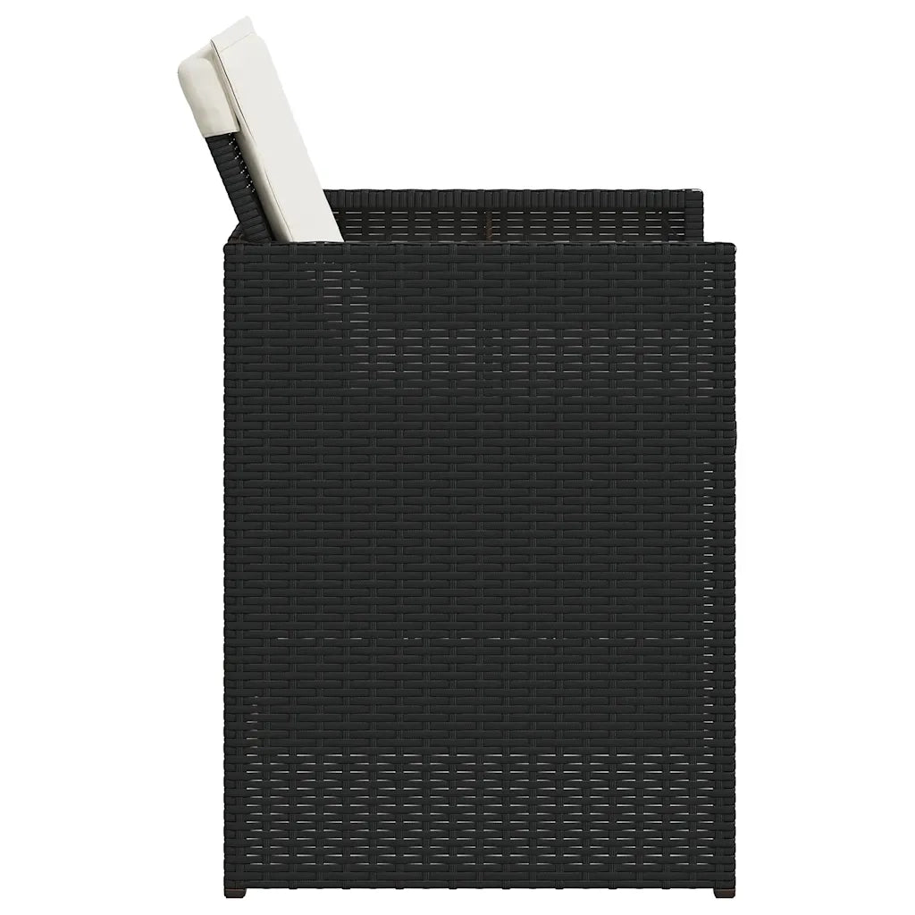 Set da Pranzo da Giardino 5 pz Nero con Cuscini in Polyrattan 365080