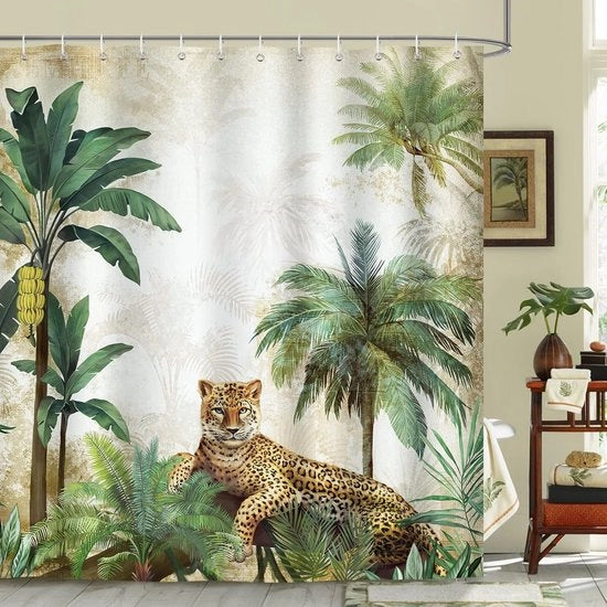 Douchegordino Acquaproteggiante con Stampato di Giaguaro 180x180 cm Resistente ai Funghi e Lavabile