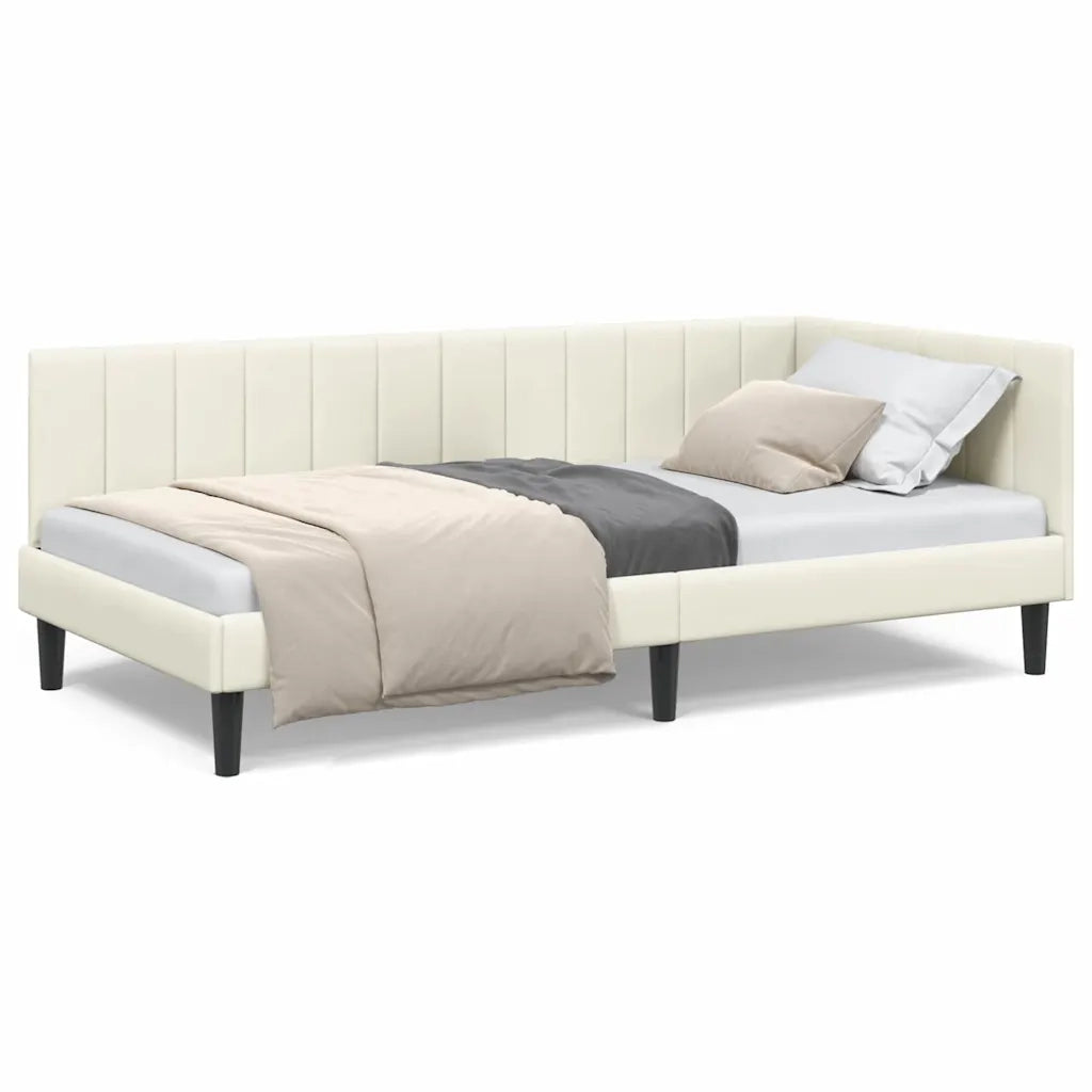 vidaXL Cornice del letto ad angolo Crema 90 x 190 cm Velluto