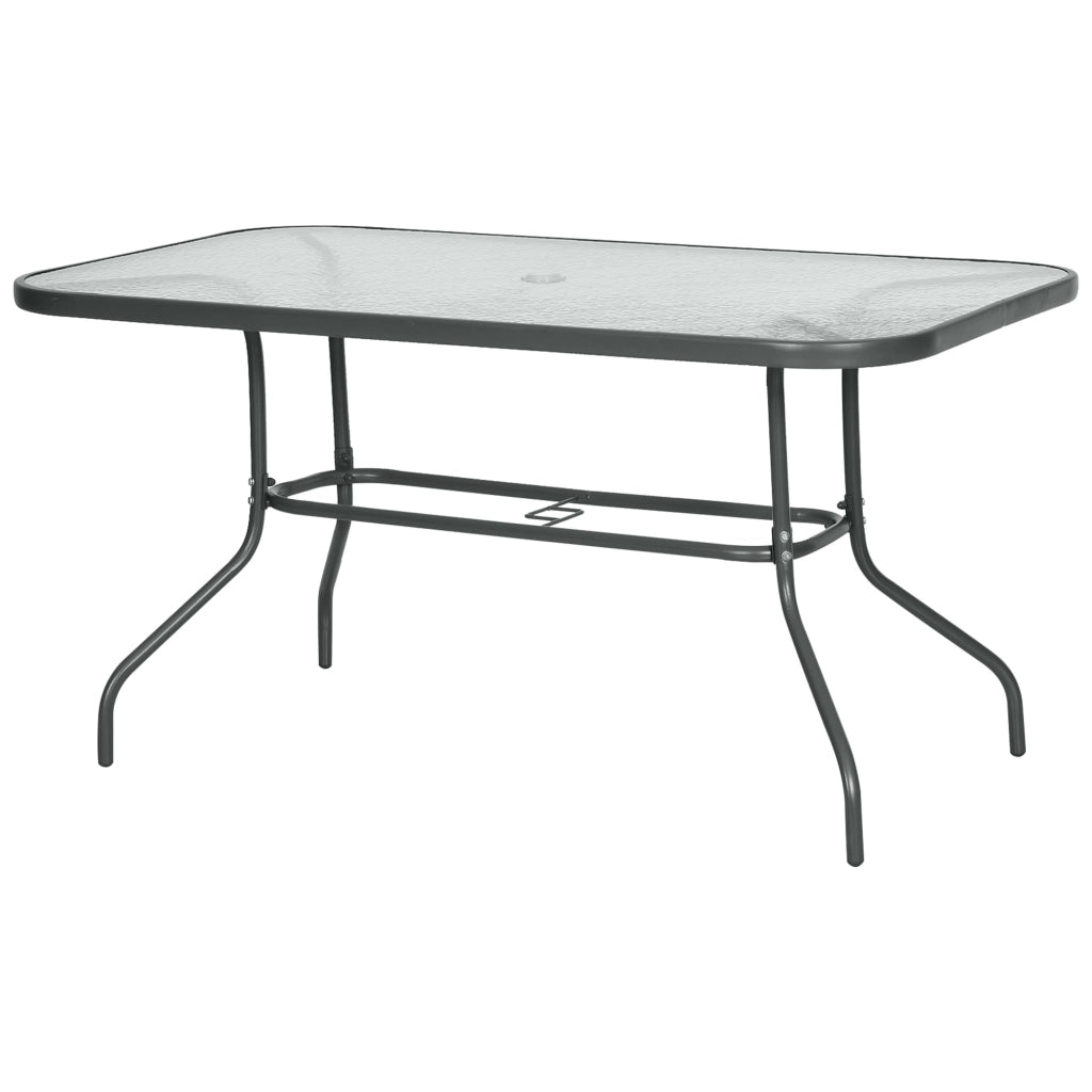 Tavolo da Giardino ¨C zephmum ¨C Grigio, Metallo, Vetro, 140x80x70 cm