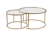 Set di 2 tavolini in metallo "Aurum" - 80 x 80 x 43 cm - Oro trasparente