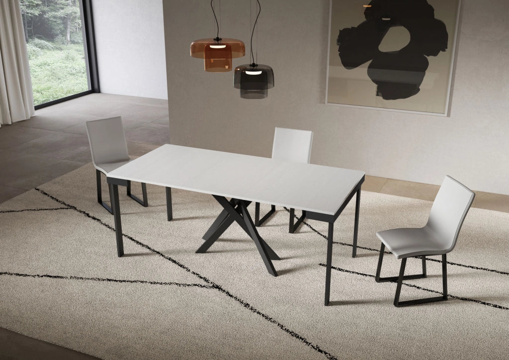 Consolle allungabile 90x40/196 cm Sakuro Small Evolution Bianco Frassino gambe antracite