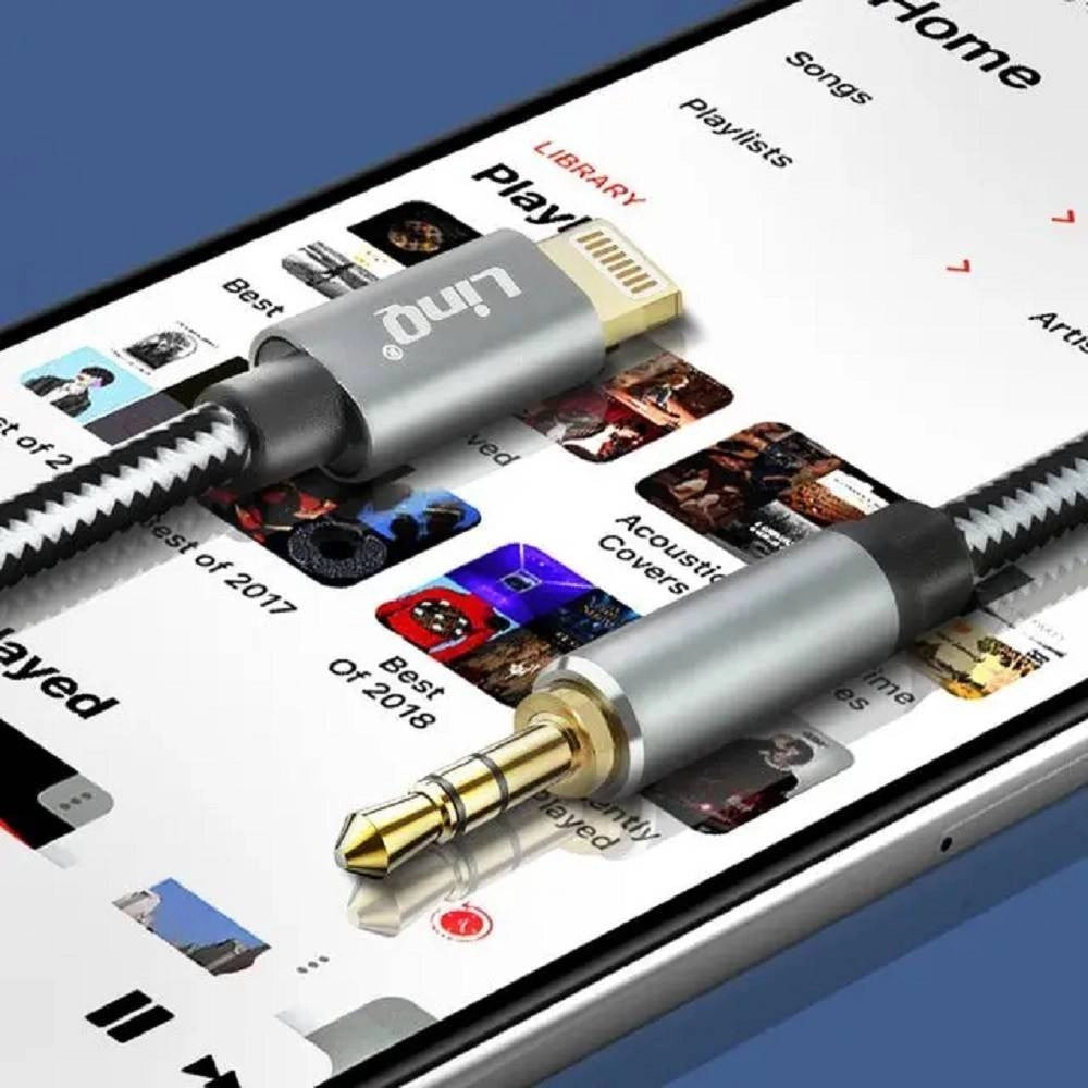 Trade Shop - Cavo Audio Iphone Da Lightning A Jack Maschio Da 3,5 Mm Intrecciato 1,5 Mt A3522 -
