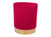 Pouf Salotto/Camera Rotondo Imbottito Modello Cilindro Velvet In Tinta Unita - Pouf - Bordeaux