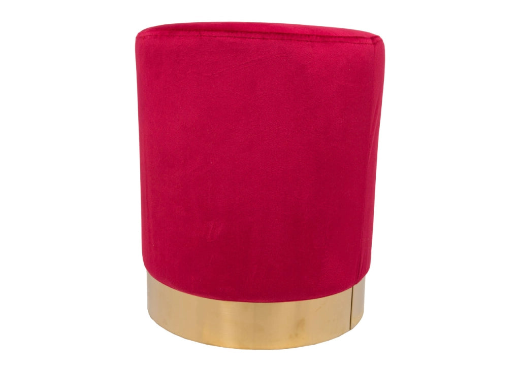 Pouf Salotto/Camera Rotondo Imbottito Modello Cilindro Velvet In Tinta Unita - Pouf - Bordeaux