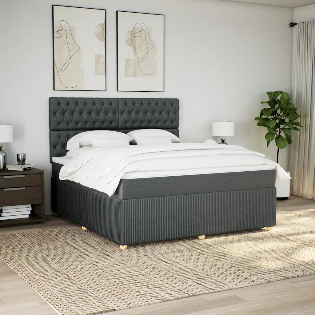 Giroletto a Molle con Materasso Grigio Scuro 180x200 cm Tessuto 3294443