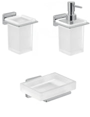 Set portaspazzolini, dosasapone e portasapone da muro Gedy linea Atena cromato