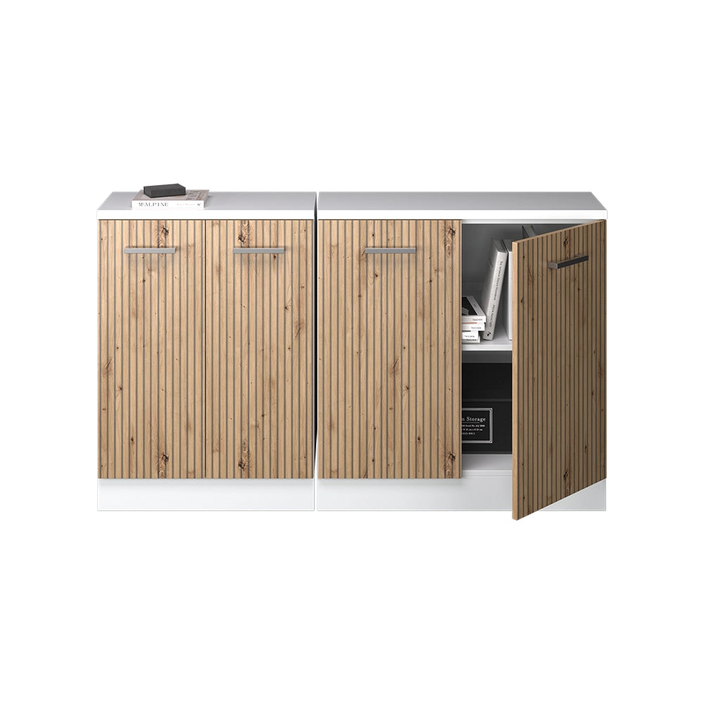 Mobile cucina sottotetto R-Line Rovere artigianale/Bianco 140 cm Set di 2 carcasse armadio profondità 60 cm Vicco