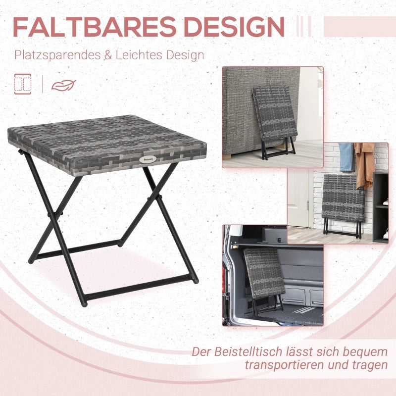 TAVOLO da giardino pieghevole 40x40x40 cm Rattan Grigio