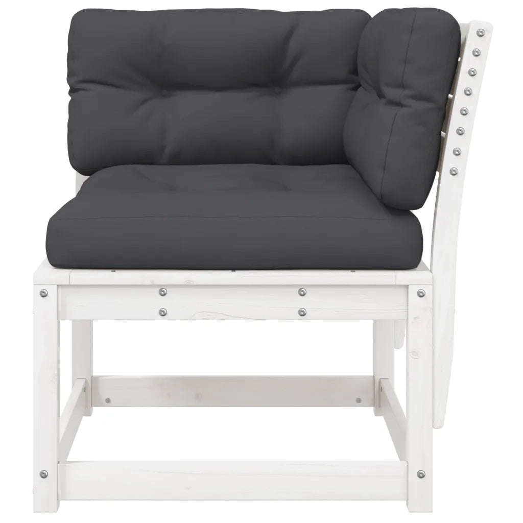 Divano Angolare Giardino Cuscini-Sofa da Giardino-Divanetto da esterno Bianco 73x73x78 Massello Pino
