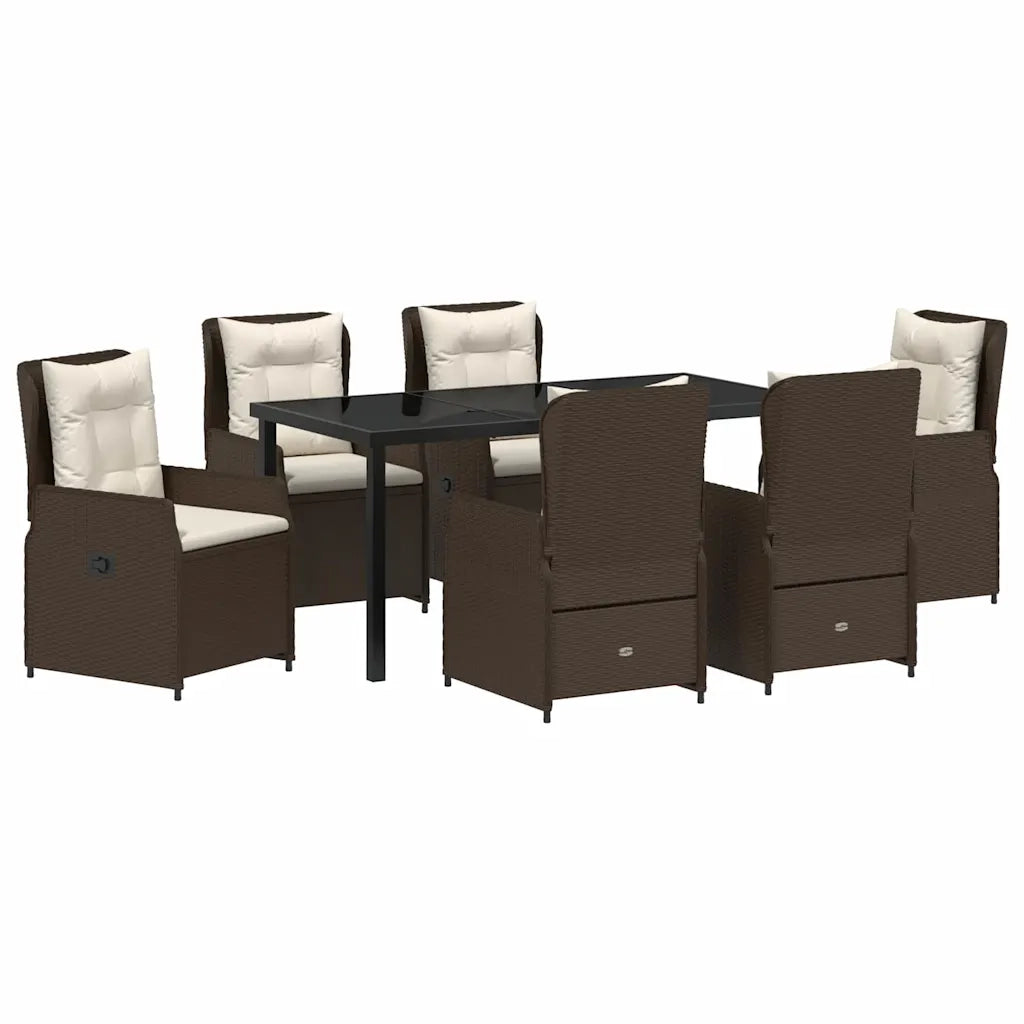 Set da Pranzo per Giardino 7 pcs Marrone polyrattan 3380950