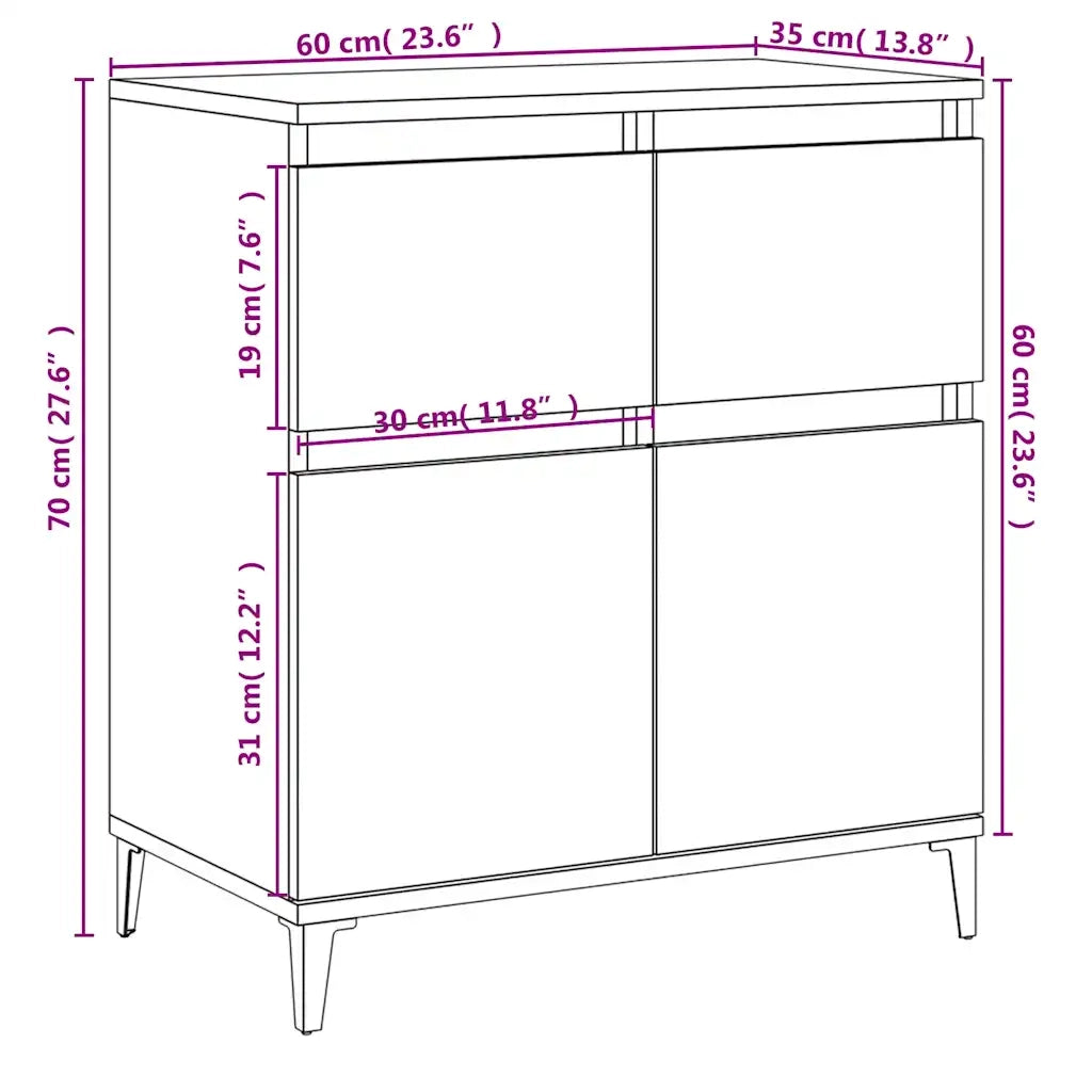 Credenza | Madia | Buffet da pranzo | Armadio da pranzo Rovere Sonoma 60x35x70 cm in Legno Multistrato