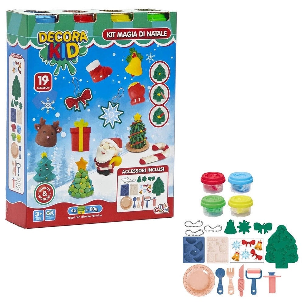 Trade Shop - Kit Gioco Per Bambini +3 Anni Creativo A Tema Natalizio Con Plastilina 19 Accessori -
