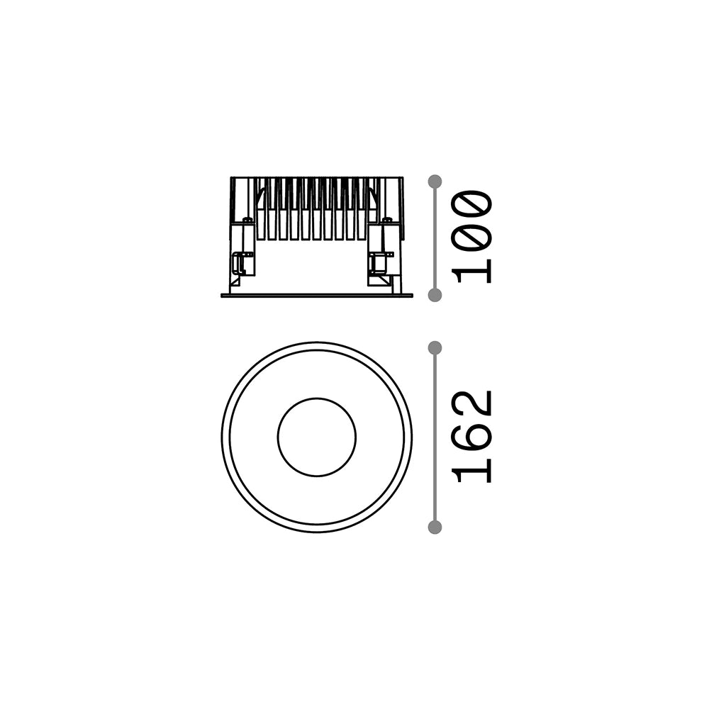 Faretto Ad Incasso Off Alluminio Nero Led 28W 3000K Luce Calda