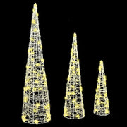 Albero di Natale 3 pz-Decorazioni natalizie Bianco caldo 20 x 20 x 80 cm Acrilico