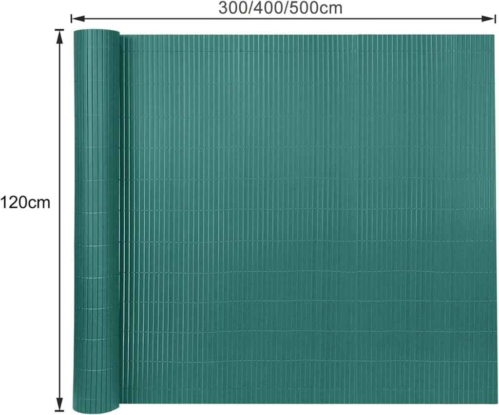 Canniccio PVC Recinzione 120x500cm Tappetino Privacy per Balcone con Fascette Recinzioni e Decorazioni Protezione dal Vento Impermeabile Senza Foratura, Verde