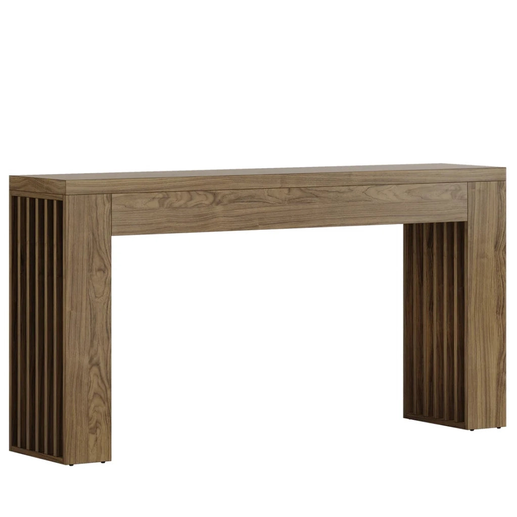 Tavolo consolle in MDF marrone stile rustico; lunghezza 150 cm