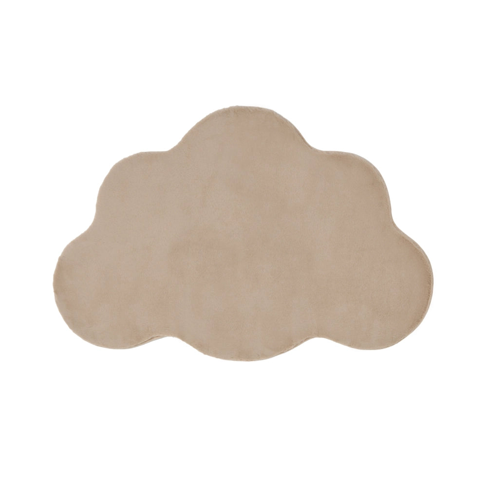 Tappeto Irregolare Beige in Finta Pelliccia 80 x 120 cm a Pelo Lungo per Soggiorno con Retro in Poliestere Stile Moderno