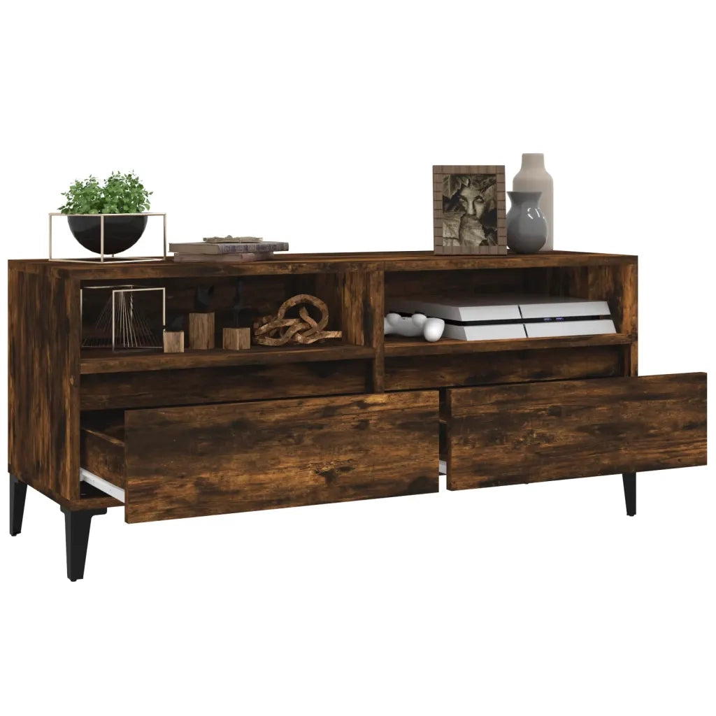 Mobile TV Rovere Fumo 100x34,5x44,5 cm in Legno Multistrato 831906