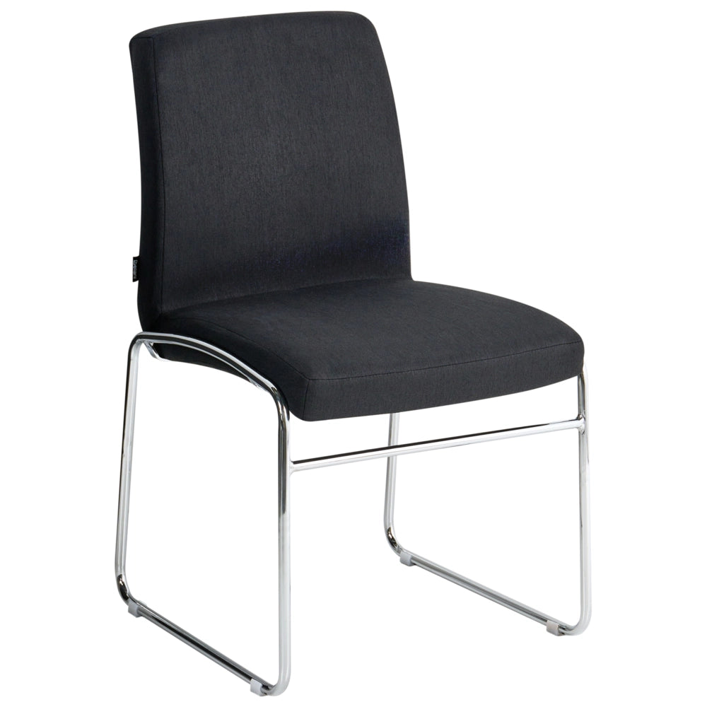 Set di 2 sedie da pranzo imbottite con braccioli, rivestimento nero base in metallo design moderno