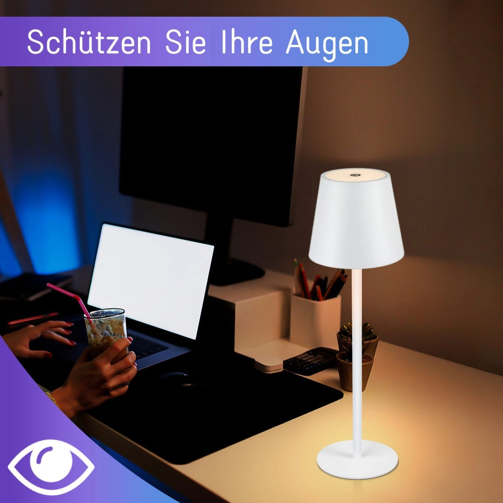 ZMH Lampada da tavolo LED wireless set 2 pezzi bianca RGB 2600mAh touch ricaricabile USB dimmerabile per camera letto
