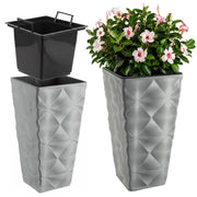 Vaso da giardino alto e grande KADAX con inserto per fiori, ideale per terrazze, 56 cm, grigio.