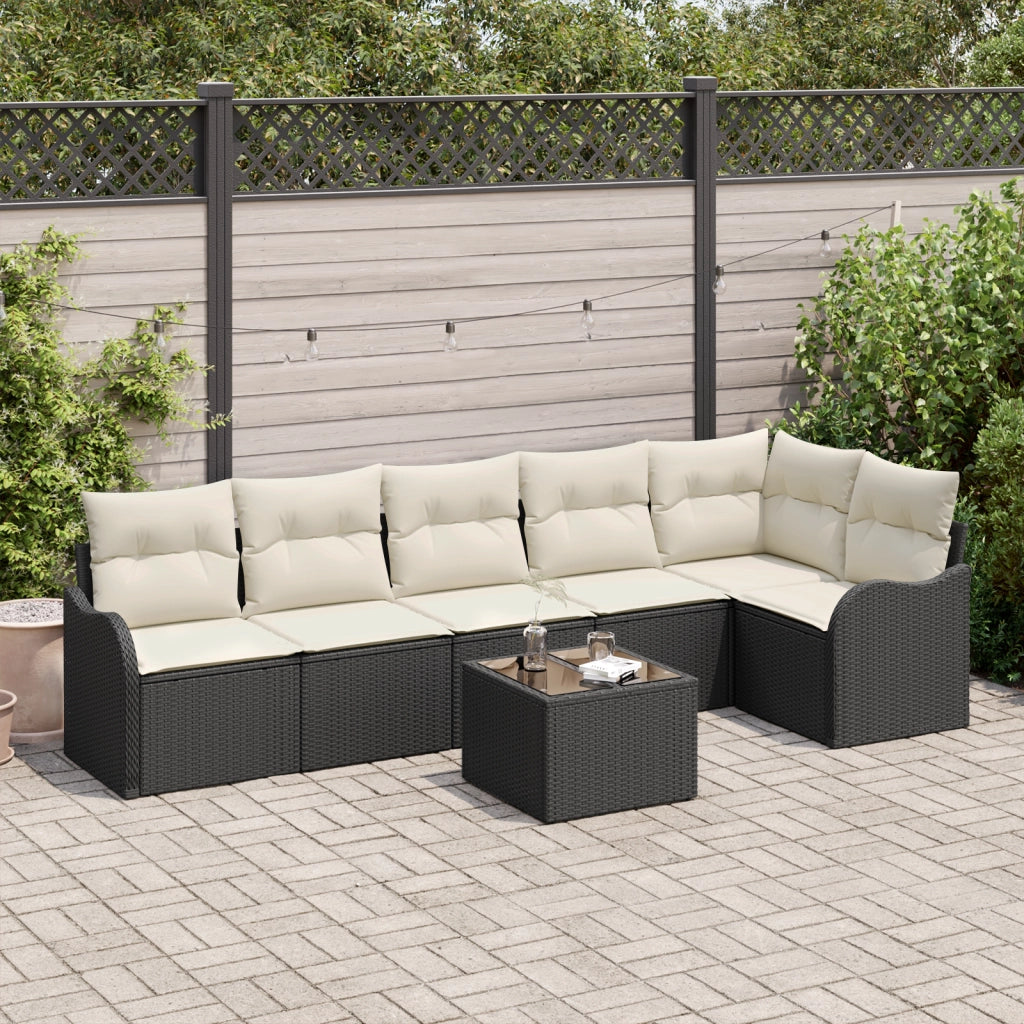 Set Divano da Giardino da 6 Pezzi con Cuscini Polyrattan Marrone