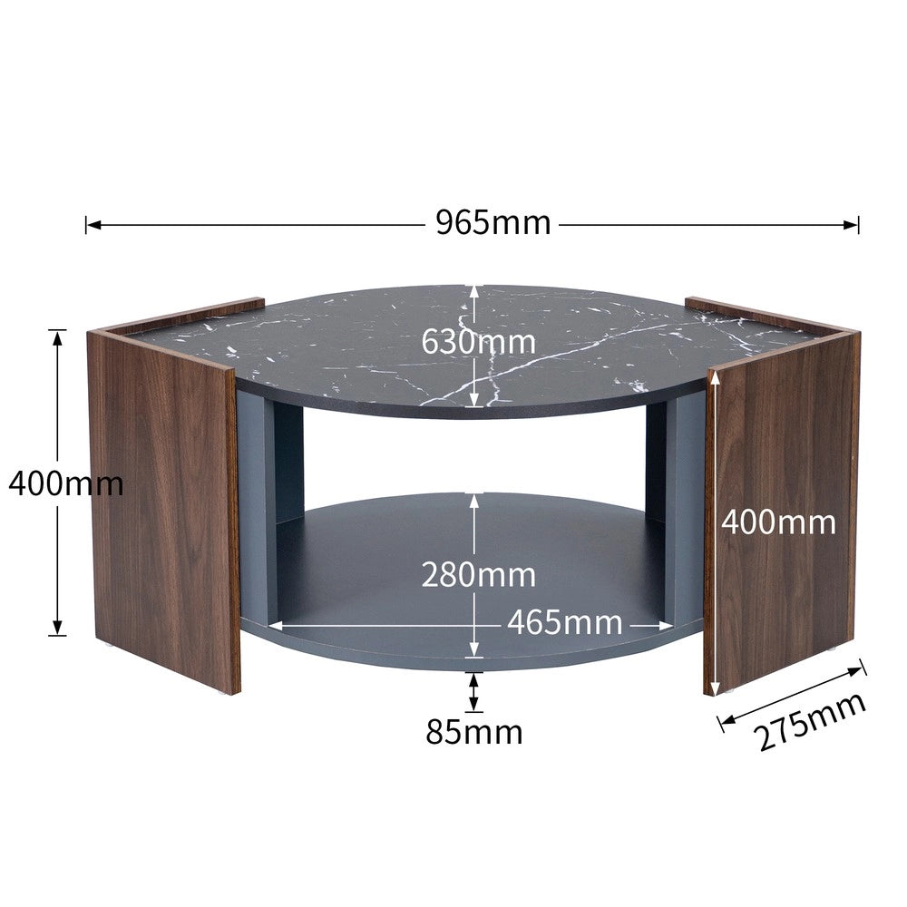 Tavolino da Caff¨¨ Effetto Marmo e Noce ¨C Xylo ¨C Design Moderno Soggiorno